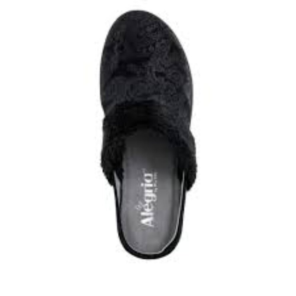 Alegria Isabelle Black Beauty Mules Women's Fur-Lined Shoes size 38/7.5-8 - Picture 1 of 11